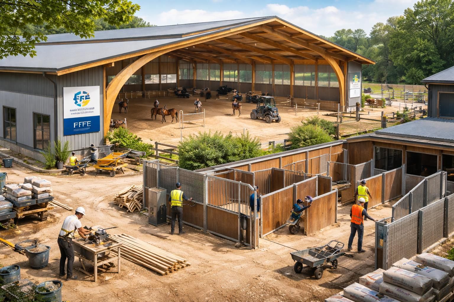 construisez votre centre équestre avec des artisans qualifiés pour des installations conformes aux normes ffe et ifce, garantissant sécurité et performance pour vos chevaux et cavaliers.