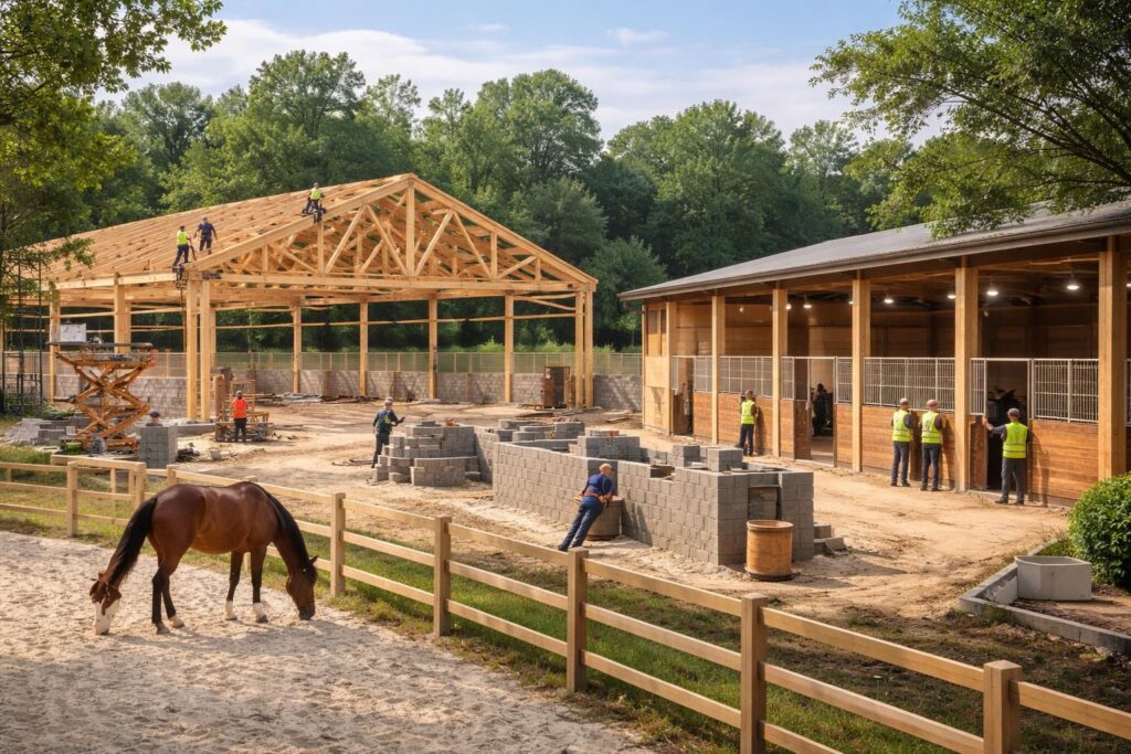 Construire votre centre équestre avec des artisans pour des installations conformes FFE et IFCE