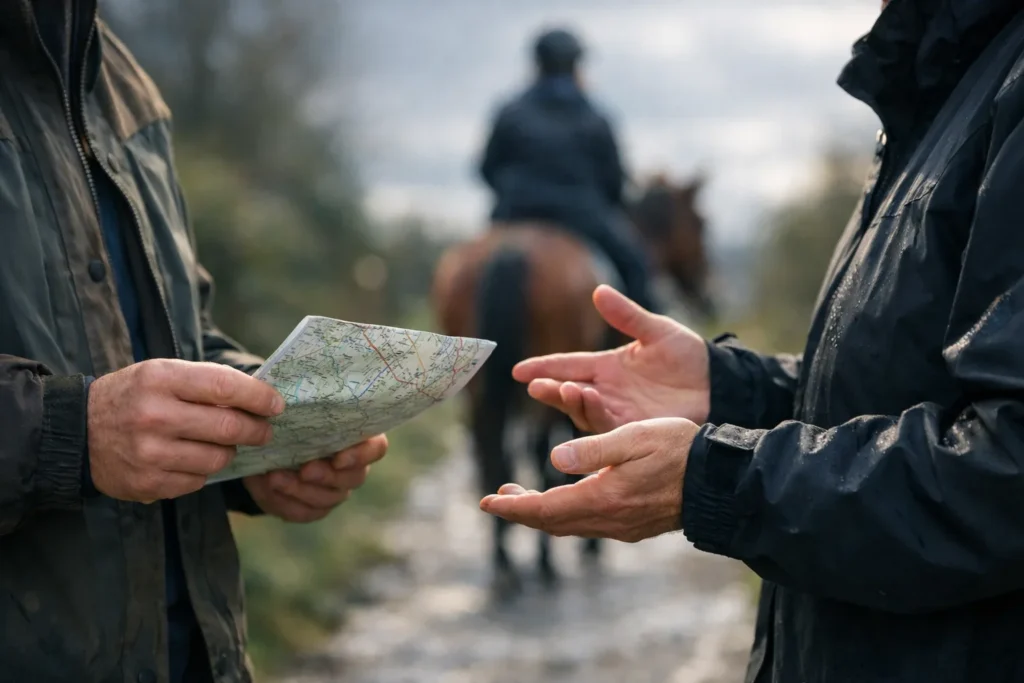 Randonner à cheval sur un chemin public : ce que le droit autorise