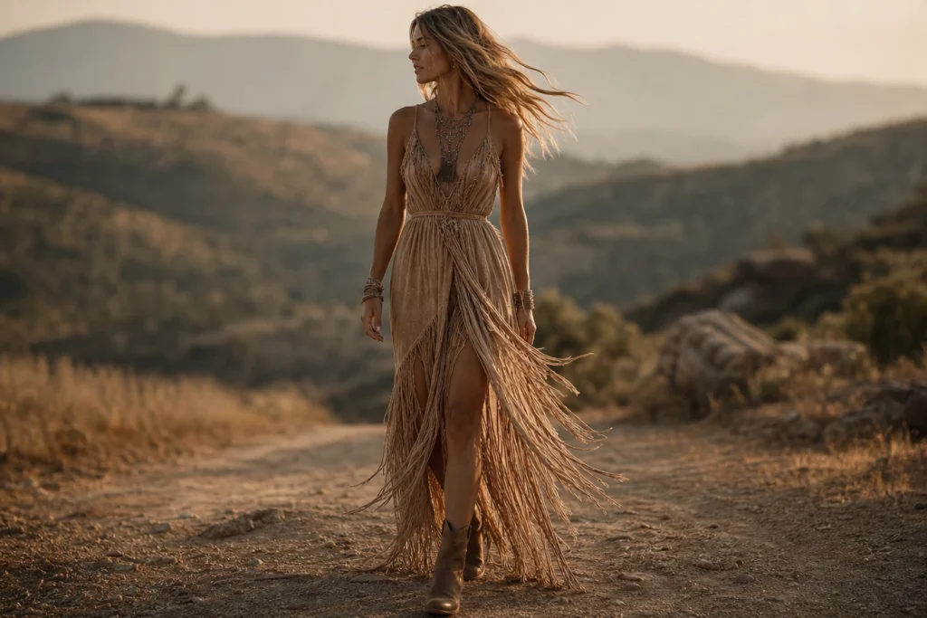 Ces robes à franges qui transforment chaque pas en spectacle