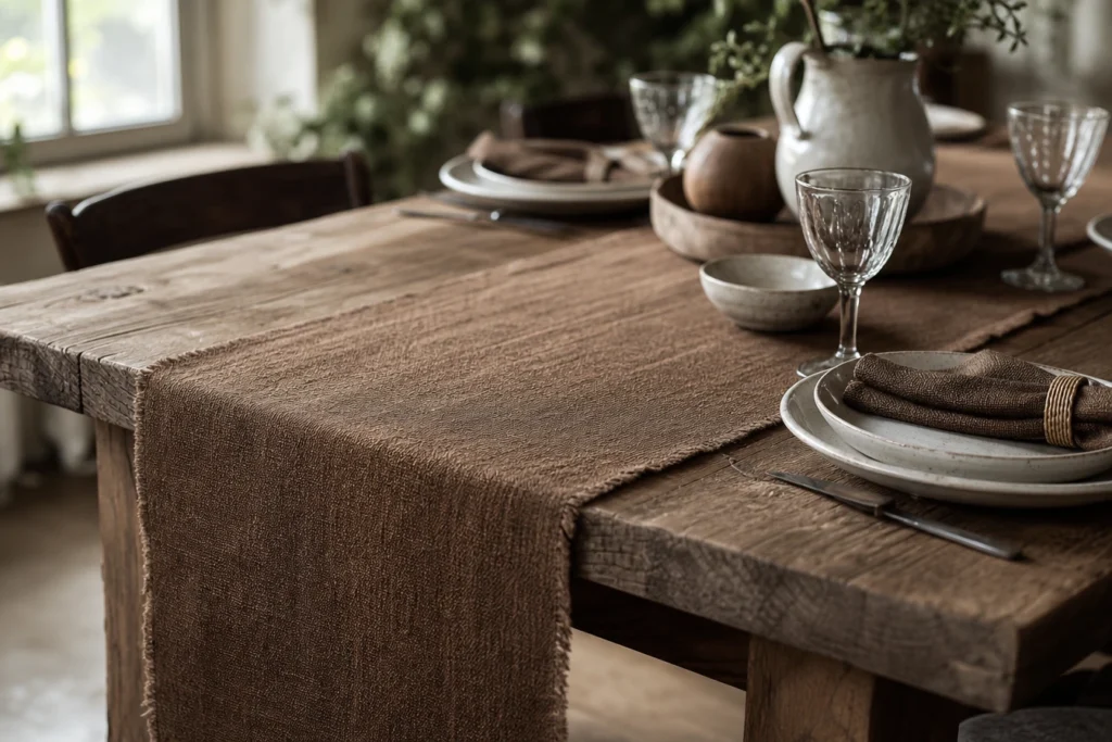 Chemin de table marron : créer une table chaleureuse et authentique