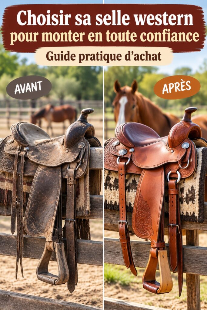 Gros plan sur une selle western classique sur un cheval en pleine nature