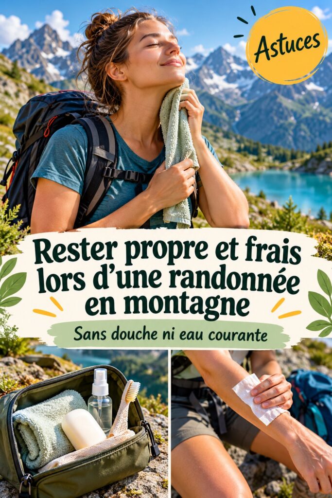 Randonnée en montagne avec un équipement d'hygiène prêt à l'emploi