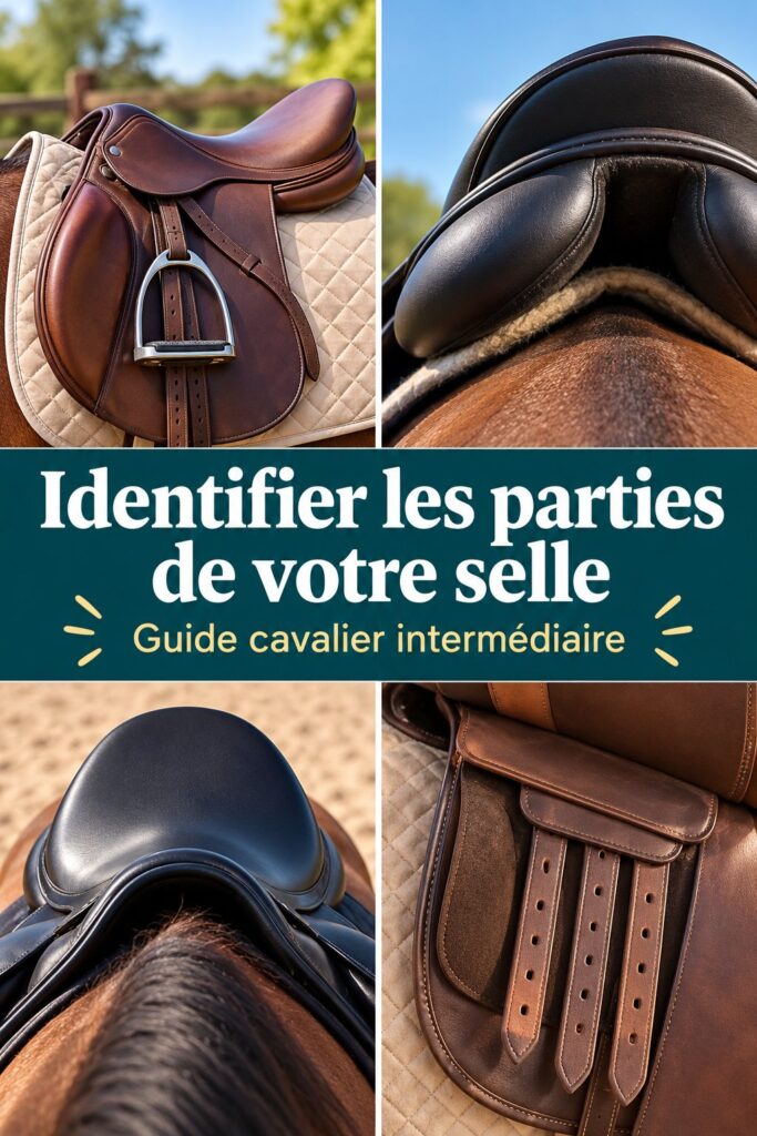 Visuel d'une selle détaillant ses différentes parties et composants
