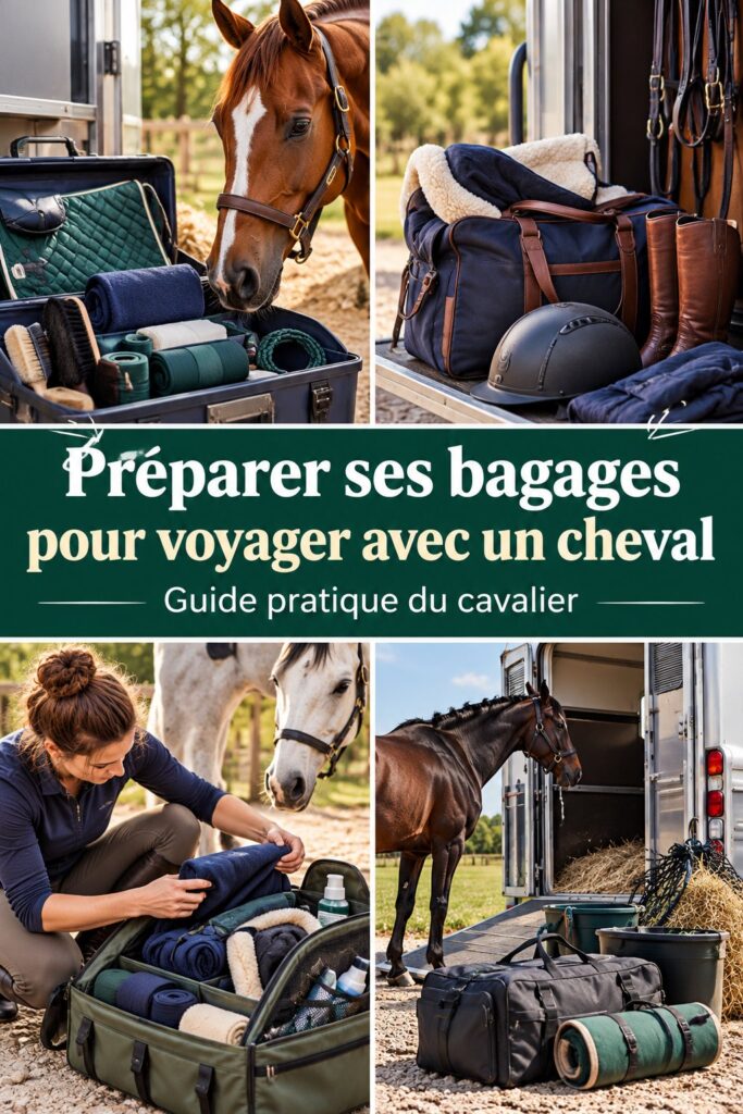 Un cavalier prépare son équipement équestre pour un voyage avec son cheval.