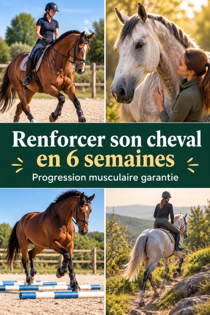 Cheval en pleine séance d'entraînement pour le renforcement musculaire.