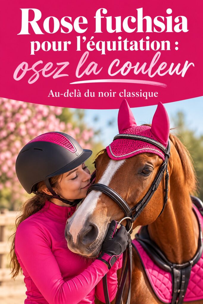 Cavalier portant une tenue d'équitation rose fuchsia en extérieur